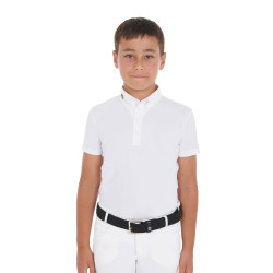 Wedstrijdshirt jongen getailleerd korte mouwen 4 knopen Arsen Equestro