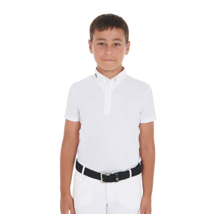 Wedstrijdshirt jongen getailleerd korte mouwen 4 knopen Arsen Equestro
