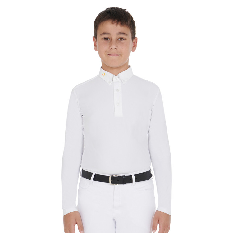 Lange mouwen polo jongen in technische fleece Warm+ Equestro