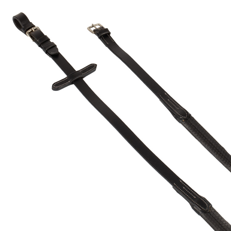 Leren en rubberen teugels met zilverkleurige gespen (1,6 cm) Equestro
