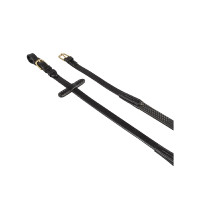 Italiaanse lederen en rubberen teugels 1,9 cm Kris met messing gespen Equestro Zwart Italiaanse lederen en rubberen teugels 1,9 cm Kris met messing gespen Equestro Zwart