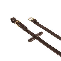 Italiaanse lederen en rubberen teugels 1,9 cm Kris met messing gespen Equestro Donkerbruin