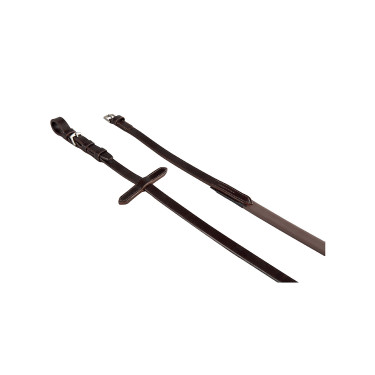 Leren en gladde rubberen teugels Equestro Donkerbruin