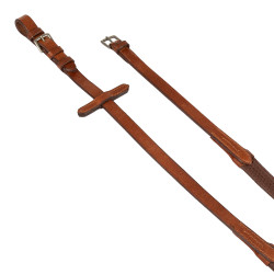 Leren en rubberen teugels met zilverkleurige gespen (1,6 cm) Equestro Cognac Bruin