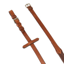 Leren en rubberen teugels met zilverkleurige gespen (1,6 cm) Equestro Cognac Bruin