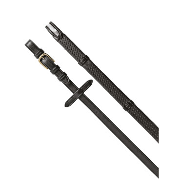 Rubberen teugels 5/8" met leren stoppers en messing gespen Equestro Zwart