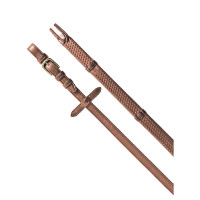 Rubberen teugels 5/8" met leren stoppers en messing gespen Equestro Donkerbruin