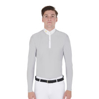 Lange mouwen polo in technische fleece-stof heren Warm+ Equestro Grijs Lange mouwen polo in technische fleece-stof heren Warm+ Equestro Grijs