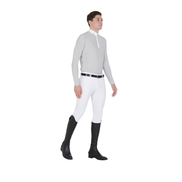 Lange mouwen polo in technische fleece-stof heren Warm+ Equestro Lange mouwen polo in technische fleece-stof heren Warm+ Equestro