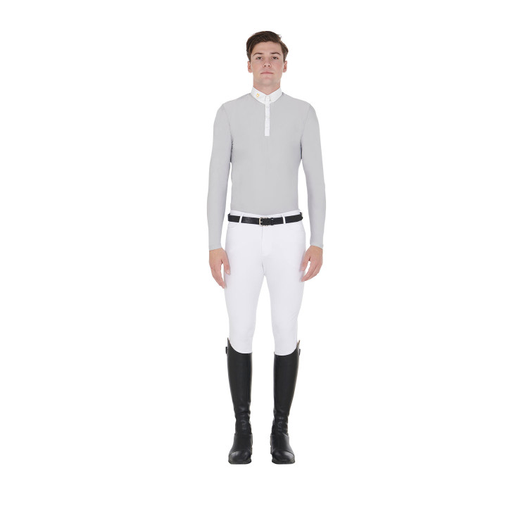 Lange mouwen polo in technische fleece-stof heren Warm+ Equestro Lange mouwen polo in technische fleece-stof heren Warm+ Equestro