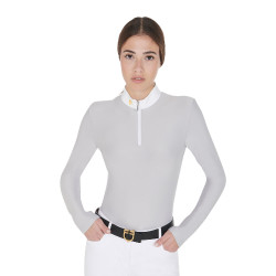 Damespolo met lange mouwen van technische fleece Warm+ Equestro