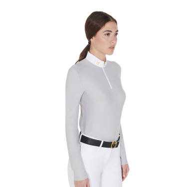 Damespolo met lange mouwen van technische fleece Warm+ Equestro Damespolo met lange mouwen van technische fleece Warm+ Equestro