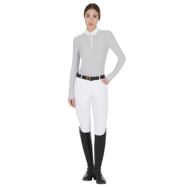 Damespolo met lange mouwen van technische fleece Warm+ Equestro Damespolo met lange mouwen van technische fleece Warm+ Equestro