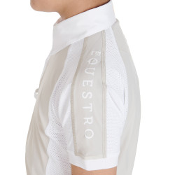 Wedstrijdpolo jongen getailleerd korte mouwen 4 knopen Equestro Grège Beige