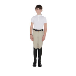 Ademend wedstrijdshirt meisje getailleerd korte mouwen Clara Equestro Wit