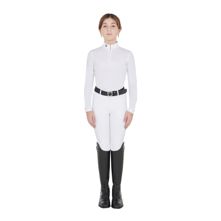 Wedstrijdshirt meisje UV-werend getailleerd lange mouwen met ritssluiting Anahid Equestro Wedstrijdshirt meisje UV-werend getailleerd lange mouwen met ritssluiting Anahid Equestro