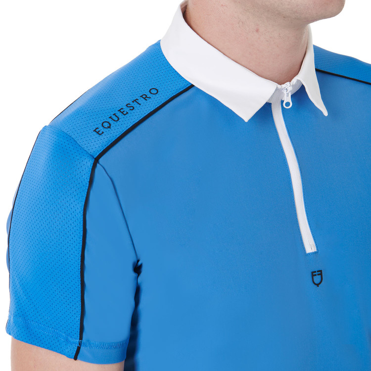 Wedstrijdpolo met korte mouwen voor heren met ritssluiting en mesh afwerking Equestro Wedstrijdpolo met korte mouwen voor heren met ritssluiting en mesh afwerking Equestro