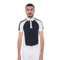 Aangesloten wedstrijdpolo met korte mouwen heren 4 knopen Equestro Marineblazer Marineblauw Aangesloten wedstrijdpolo met korte mouwen heren 4 knopen Equestro Marineblazer Marineblauw