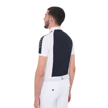 Aangesloten wedstrijdpolo met korte mouwen heren 4 knopen Equestro Marineblazer Marineblauw