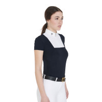 Aangepaste wedstrijdpolo met korte mouwen voor dames Mariam Equestro Marine / wit Blauw