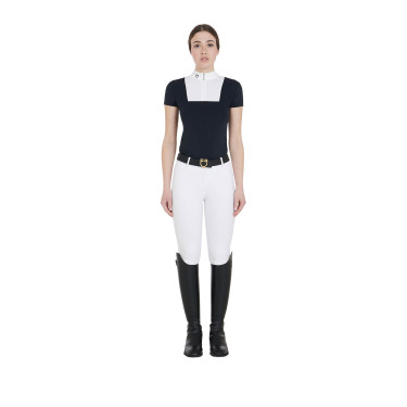 Aangepaste wedstrijdpolo met korte mouwen voor dames Mariam Equestro Marine / wit Blauw