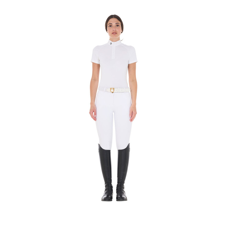 Aangepaste stretch wedstrijdpolo met ritssluiting en mesh voor dames Taline Equestro Aangepaste stretch wedstrijdpolo met ritssluiting en mesh voor dames Taline Equestro