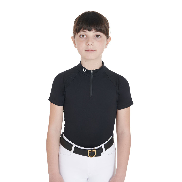 Technisch trainingsshirt met korte mouwen voor kinderen met ritssluiting Equestro Technisch trainingsshirt met korte mouwen voor kinderen met ritssluiting Equestro