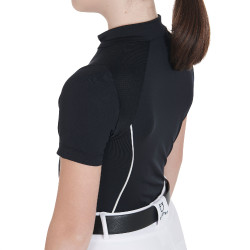 Technisch trainingsshirt met korte mouwen voor kinderen met ritssluiting Equestro Zwart