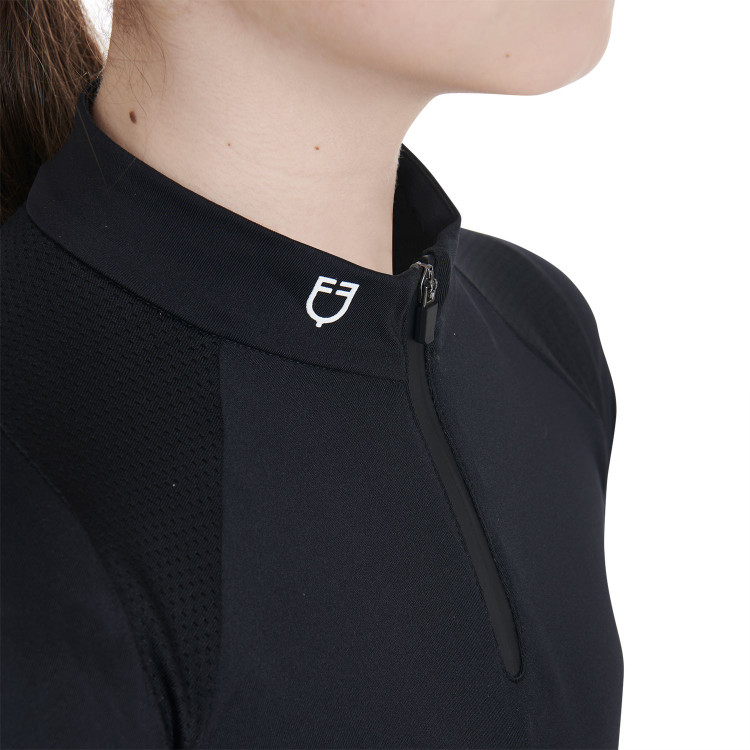 Technisch trainingsshirt met korte mouwen voor kinderen met ritssluiting Equestro Technisch trainingsshirt met korte mouwen voor kinderen met ritssluiting Equestro