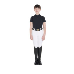 Technisch trainingsshirt met korte mouwen voor kinderen met ritssluiting Equestro Zwart