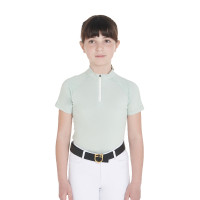 Technisch trainingsshirt met korte mouwen voor kinderen met ritssluiting Equestro Lichtgroen