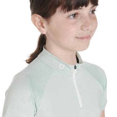Technisch trainingsshirt met korte mouwen voor kinderen met ritssluiting Equestro Lichtgroen Technisch trainingsshirt met korte mouwen voor kinderen met ritssluiting Equestro Lichtgroen