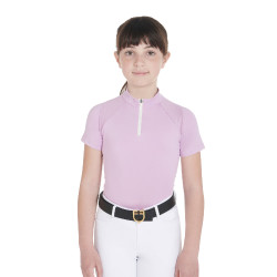 Technisch trainingsshirt met korte mouwen voor kinderen met ritssluiting Equestro Lila Blauw Technisch trainingsshirt met korte mouwen voor kinderen met ritssluiting Equestro Lila Blauw
