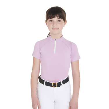 Technisch trainingsshirt met korte mouwen voor kinderen met ritssluiting Equestro Lila Blauw Technisch trainingsshirt met korte mouwen voor kinderen met ritssluiting Equestro Lila Blauw