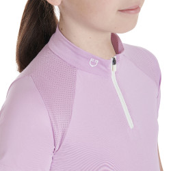 Technisch trainingsshirt met korte mouwen voor kinderen met ritssluiting Equestro Lila Blauw Technisch trainingsshirt met korte mouwen voor kinderen met ritssluiting Equestro Lila Blauw