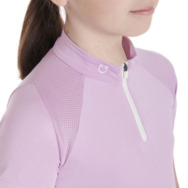 Technisch trainingsshirt met korte mouwen voor kinderen met ritssluiting Equestro Lila Blauw Technisch trainingsshirt met korte mouwen voor kinderen met ritssluiting Equestro Lila Blauw