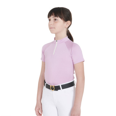 Technisch trainingsshirt met korte mouwen voor kinderen met ritssluiting Equestro Lila Blauw Technisch trainingsshirt met korte mouwen voor kinderen met ritssluiting Equestro Lila Blauw