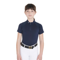Technisch trainingsshirt met korte mouwen voor kinderen met ritssluiting Equestro Marine Marineblauw Technisch trainingsshirt met korte mouwen voor kinderen met ritssluiting Equestro Marine Marineblauw