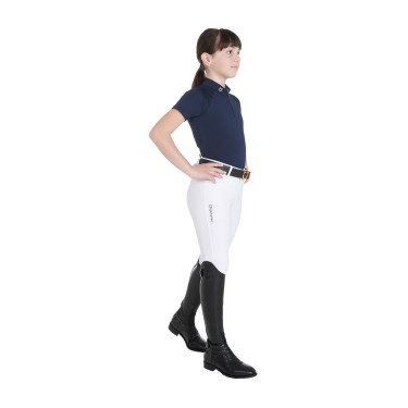 Technisch trainingsshirt met korte mouwen voor kinderen met ritssluiting Equestro Marine Marineblauw Technisch trainingsshirt met korte mouwen voor kinderen met ritssluiting Equestro Marine Marineblauw