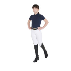 Technisch trainingsshirt met korte mouwen voor kinderen met ritssluiting Equestro Marine Marineblauw Technisch trainingsshirt met korte mouwen voor kinderen met ritssluiting Equestro Marine Marineblauw