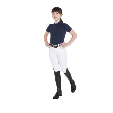 Technisch trainingsshirt met korte mouwen voor kinderen met ritssluiting Equestro Marine Marineblauw Technisch trainingsshirt met korte mouwen voor kinderen met ritssluiting Equestro Marine Marineblauw