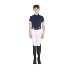 Technisch trainingsshirt met korte mouwen voor kinderen met ritssluiting Equestro Marine Marineblauw Technisch trainingsshirt met korte mouwen voor kinderen met ritssluiting Equestro Marine Marineblauw