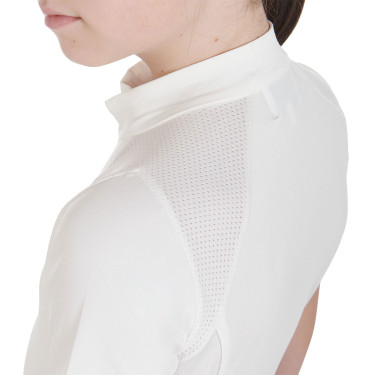 Technisch trainingsshirt met korte mouwen voor kinderen met ritssluiting Equestro Wit Technisch trainingsshirt met korte mouwen voor kinderen met ritssluiting Equestro Wit