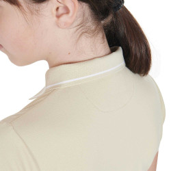 Polo d'entraînement technique enfant en tissu antibactérien Equestro Beige