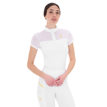 Polo met mesh-inzetten dames Equestro Wit Polo met mesh-inzetten dames Equestro Wit
