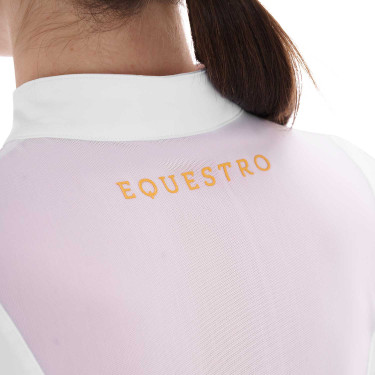 Polo met mesh-inzetten dames Equestro Wit Polo met mesh-inzetten dames Equestro Wit