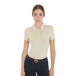 Polo d'entraînement ajusté en tissu respirant femme Equestro Beige