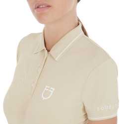 Polo d'entraînement ajusté en tissu respirant femme Equestro Beige