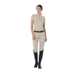 Aanpassend trainingspolo van ademende stof voor dames Equestro Oxford tan / klaproosrood Beige