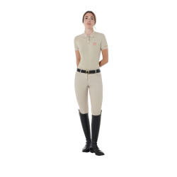 Aanpassend trainingspolo van ademende stof voor dames Equestro Oxford tan / klaproosrood Beige